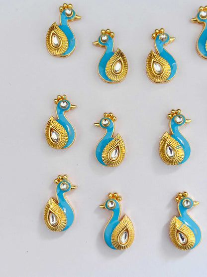 Blue Peacock Meenakari Kundans