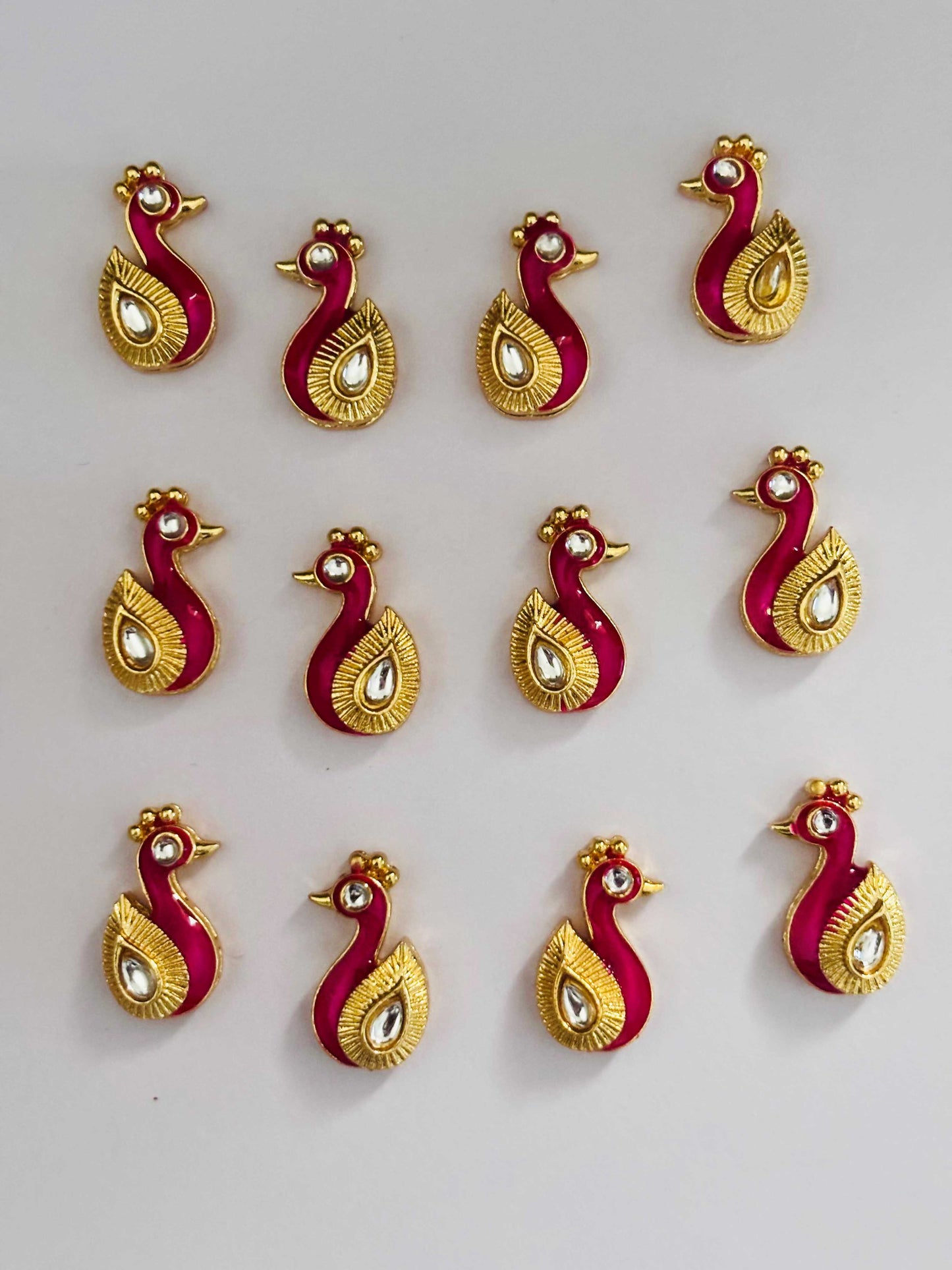Rose Peacock Meenakari Kundans