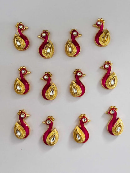 Rose Peacock Meenakari Kundans