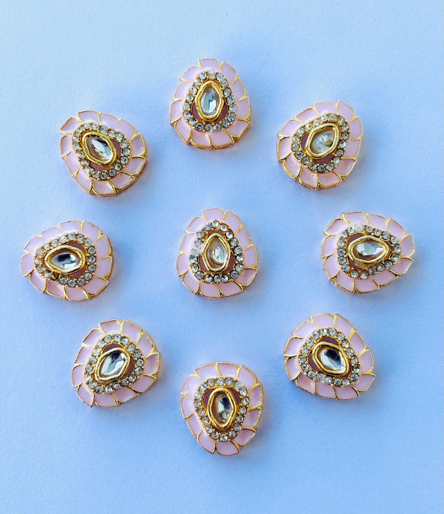 Baby Pink Meenakari Floral Kundans