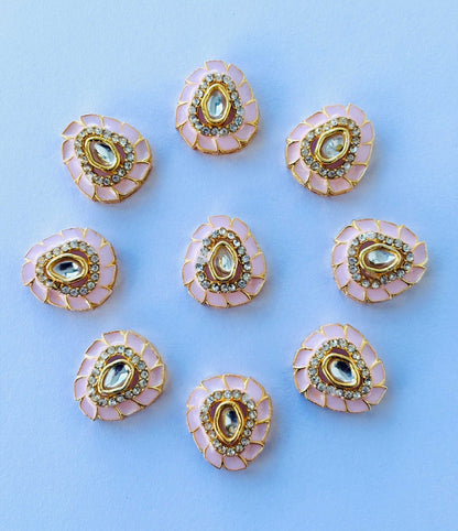 Baby Pink Meenakari Floral Kundans