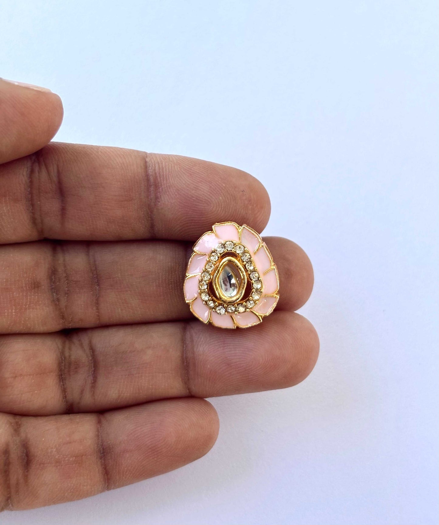 Baby Pink Meenakari Floral Kundans