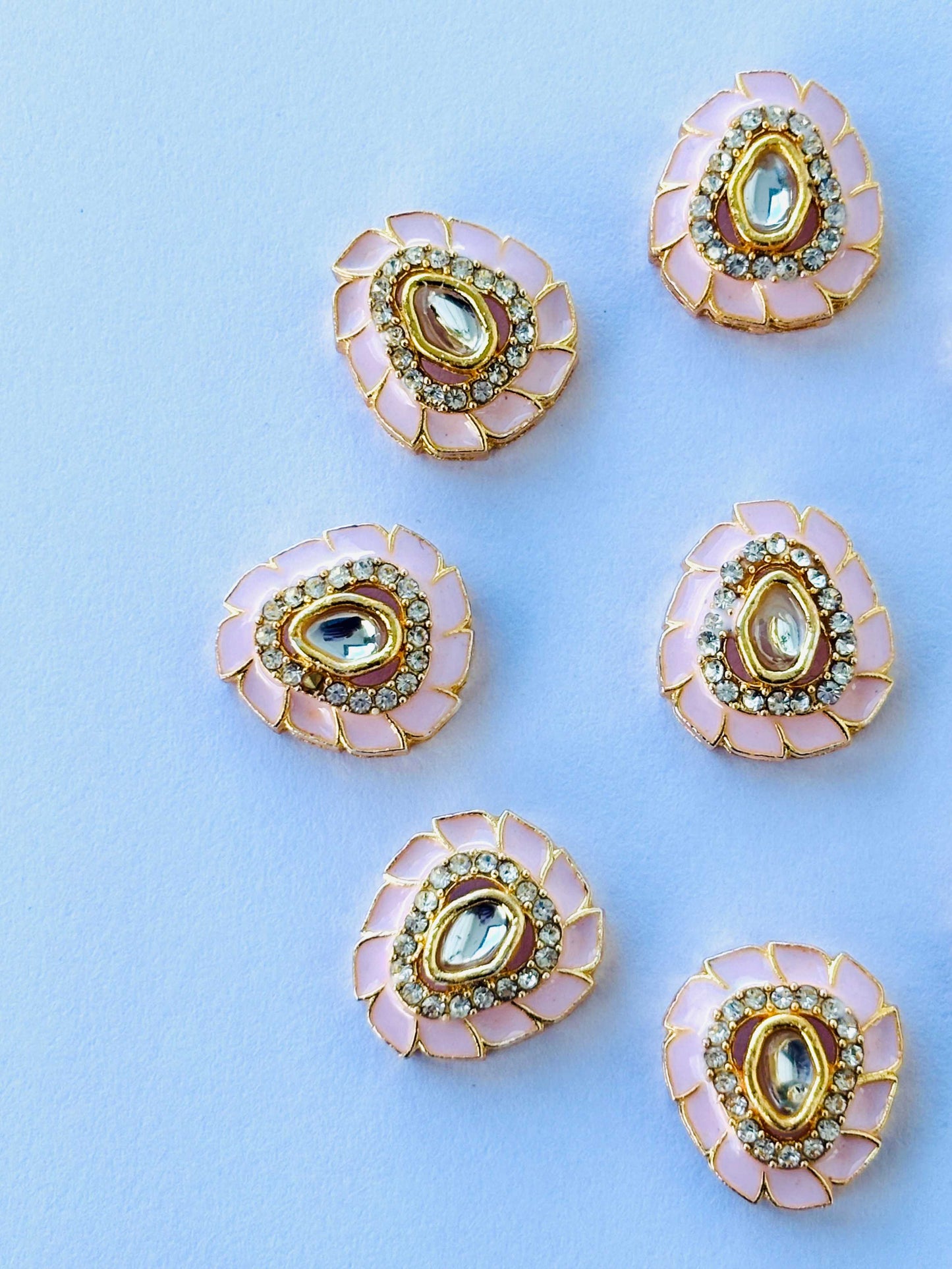 Baby Pink Meenakari Floral Kundans