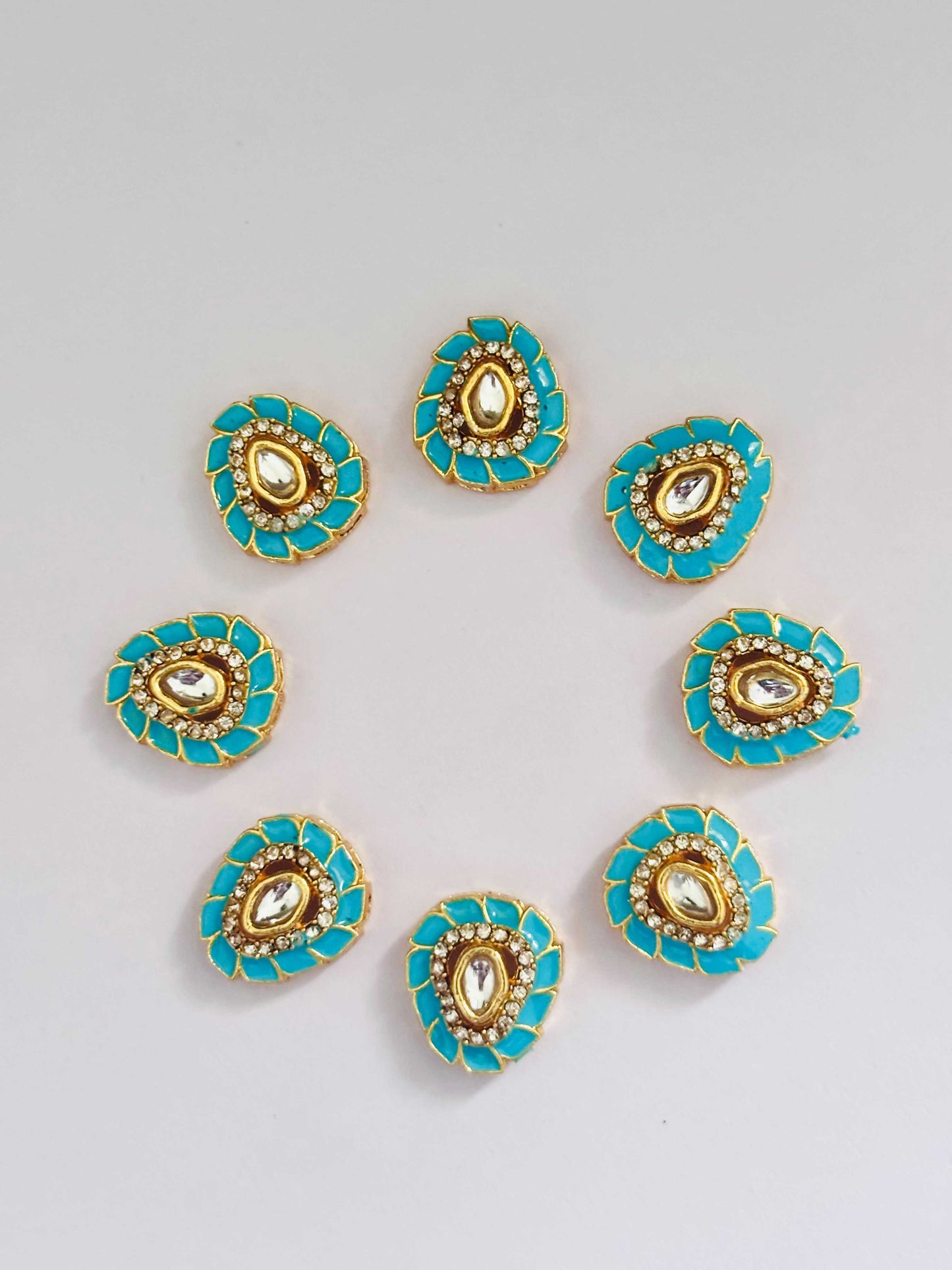 Blue Meenakari Floral Kundans