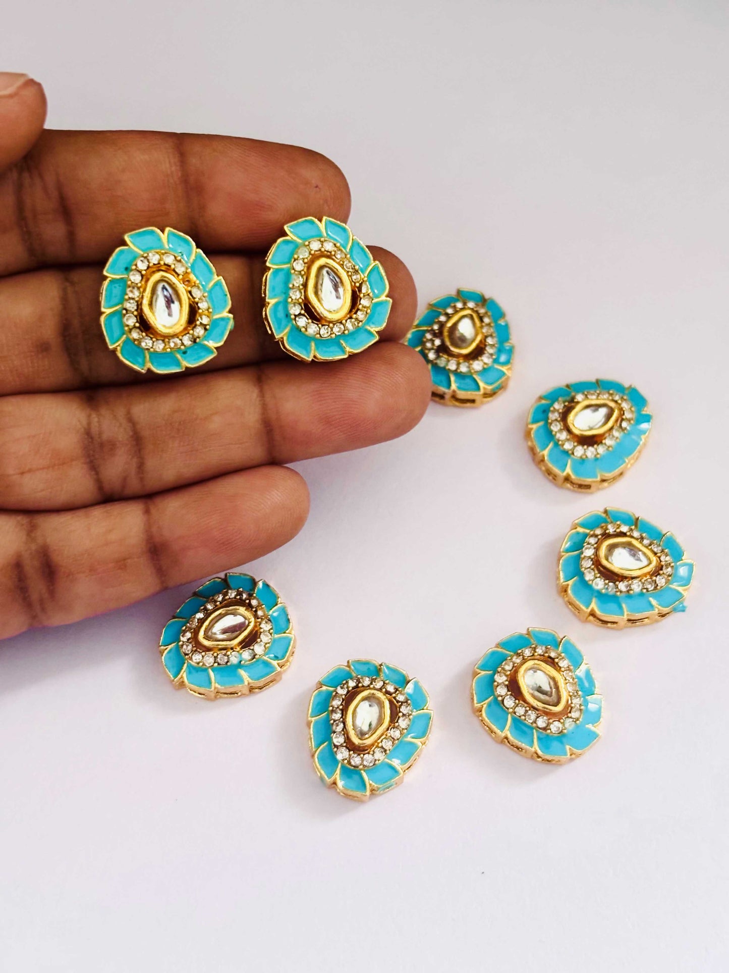 Blue Meenakari Floral Kundans