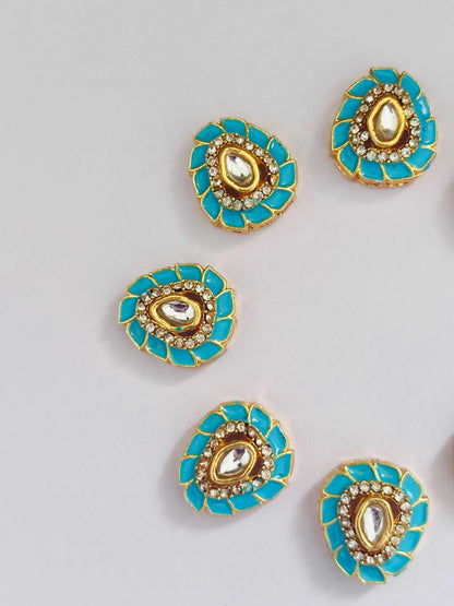 Blue Meenakari Floral Kundans