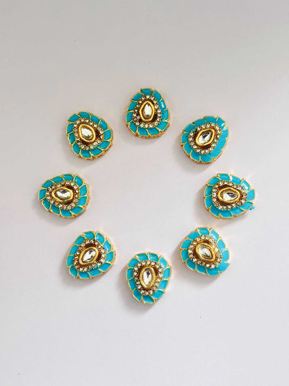Blue Meenakari Floral Kundans