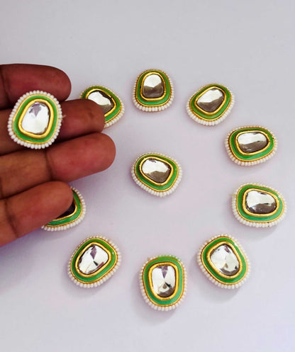 Light Green Pearl Border Kundans