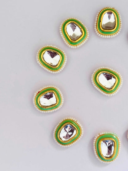 Light Green Pearl Border Kundans