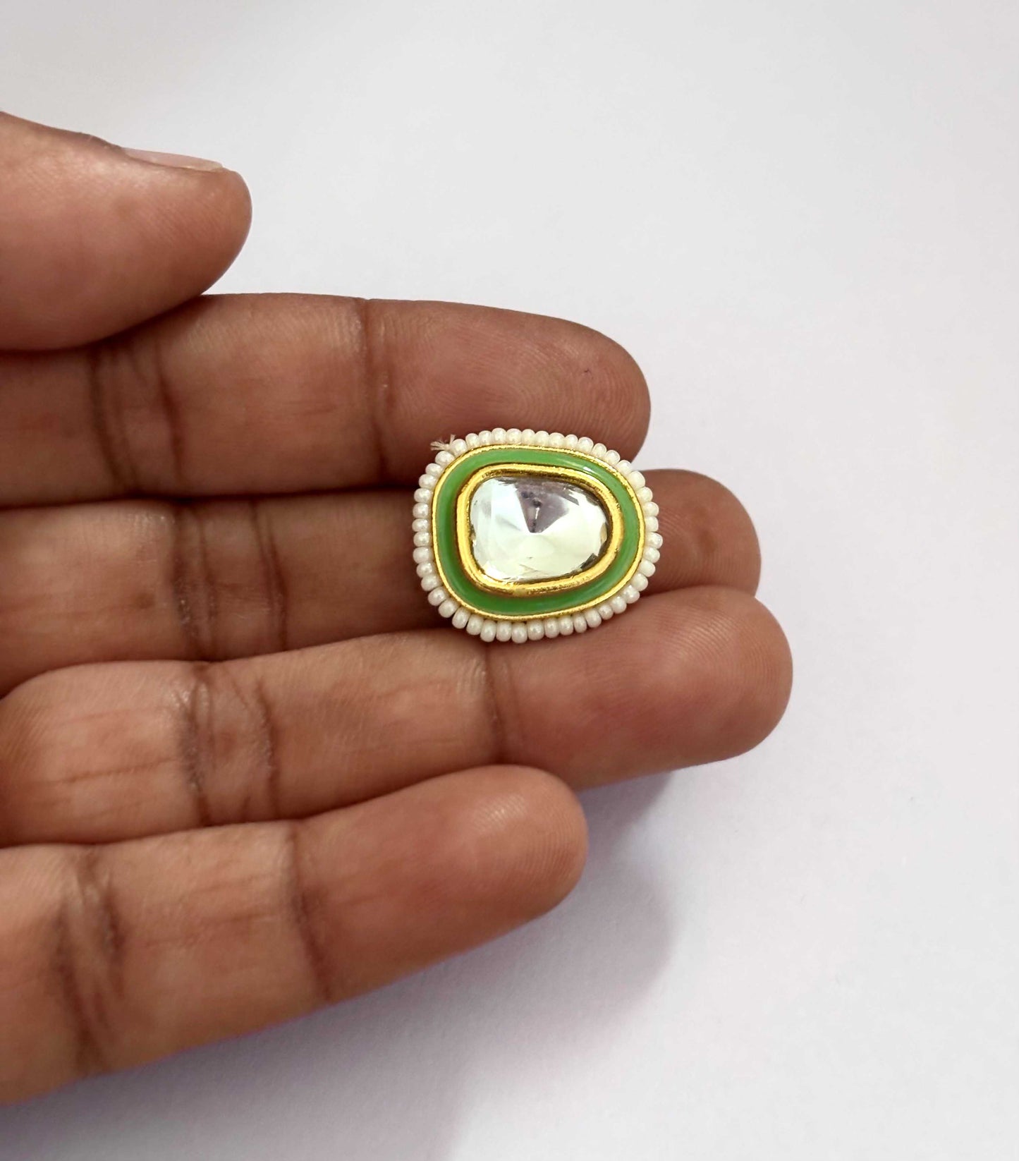 Light Green Pearl Border Kundans