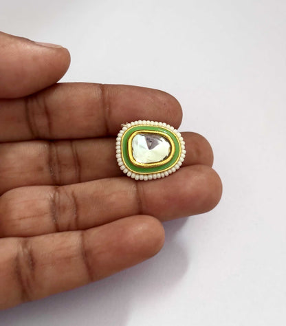 Light Green Pearl Border Kundans