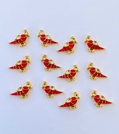 Rose Bird Meenakari Kundans