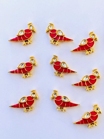 Rose Bird Meenakari Kundans