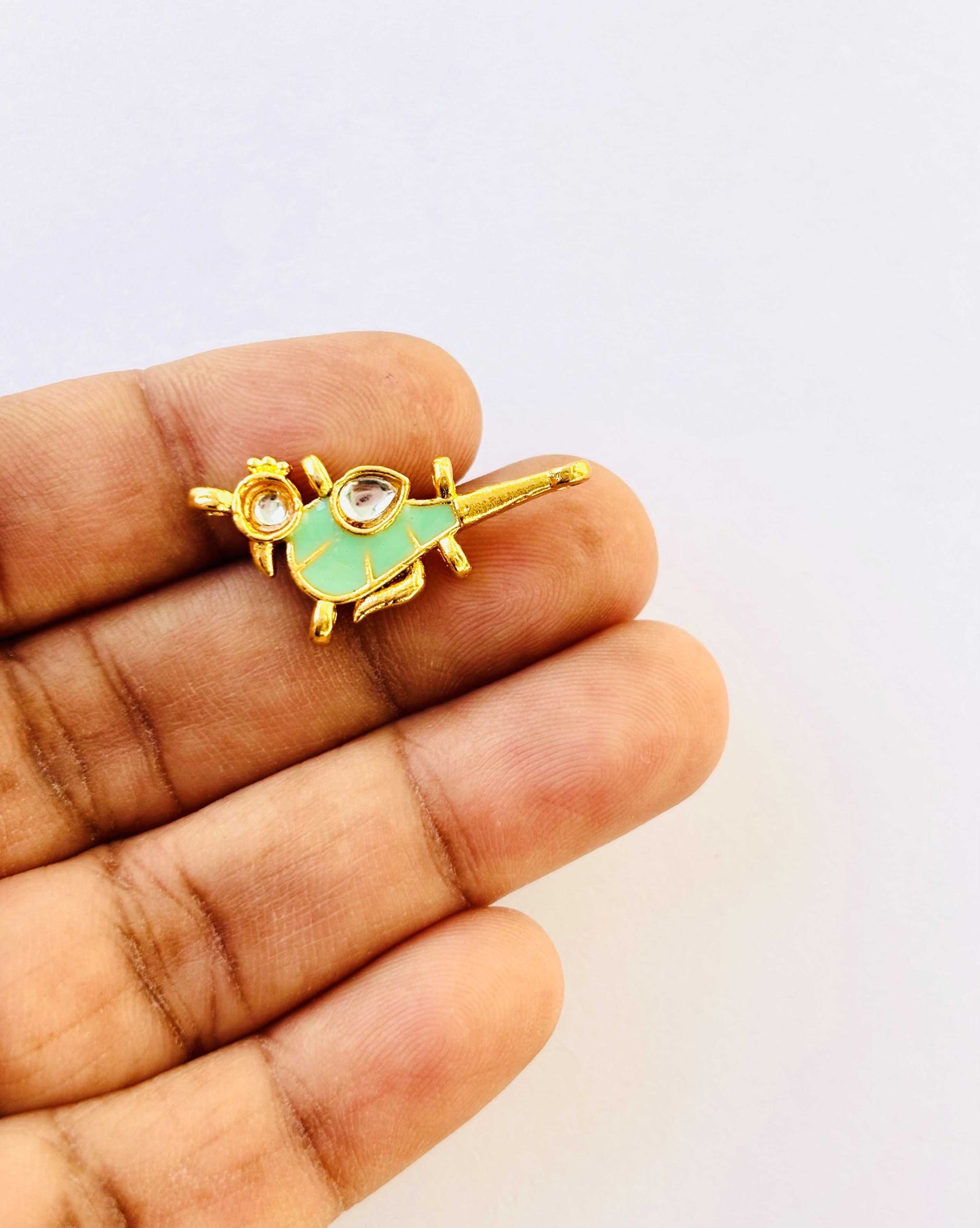 Mint Green Bird Meenakari Kundans