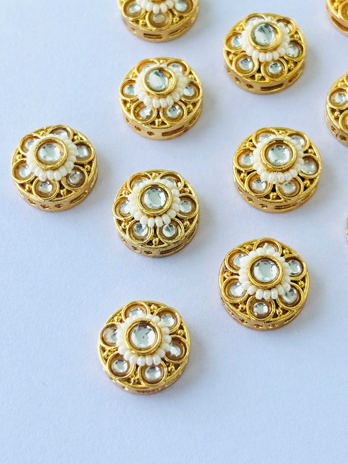 Round Floral Pearl Kundan Spacers
