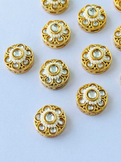Round Floral Pearl Kundan Spacers