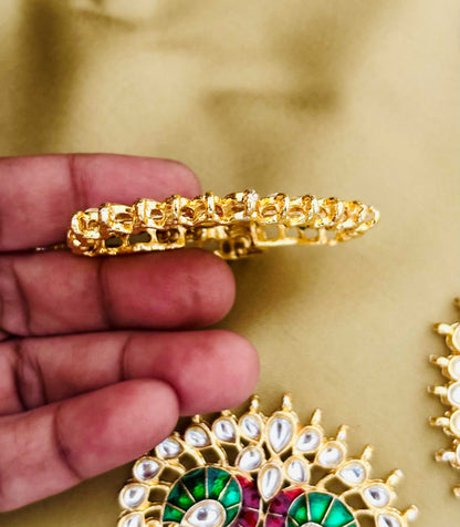 Green and Maroon Twin Swan Meenakari Pendants