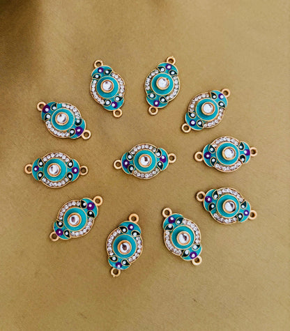 Turquoise and Purple Oval Kundan Connectors