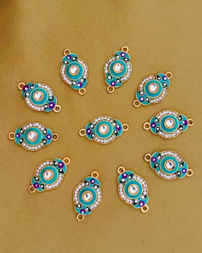 Turquoise and Purple Oval Kundan Connectors