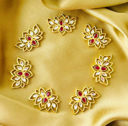 Maroon Kundan Lotus Charms and Connectors