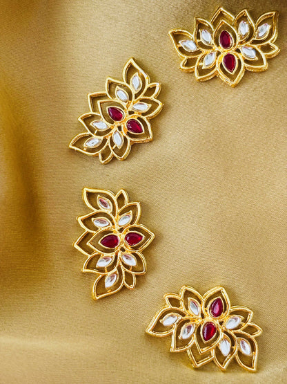 Maroon Kundan Lotus Charms and Connectors