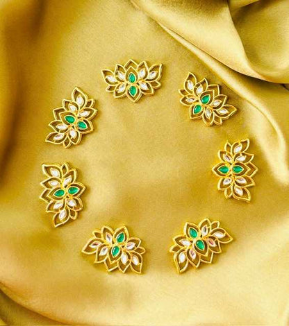 Green Kundan Lotus Charms and Connectors