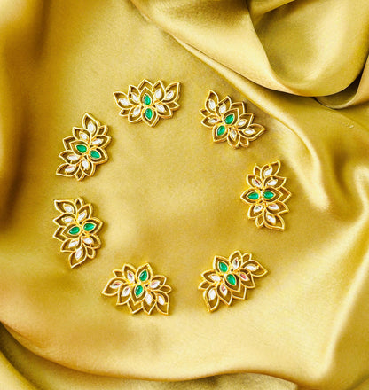 Green Kundan Lotus Charms and Connectors