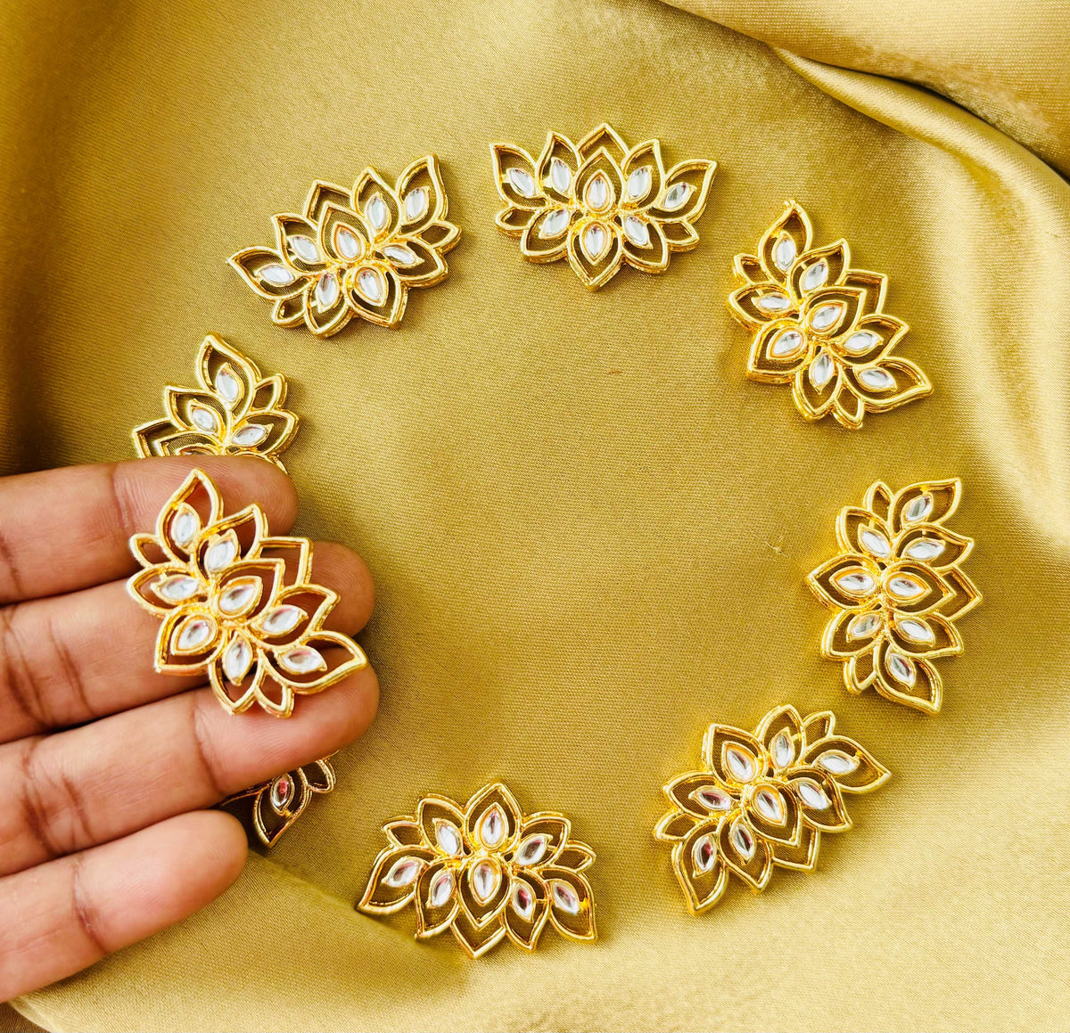 White Kundan Lotus Charms and Connectors