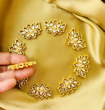 White Kundan Lotus Charms and Connectors