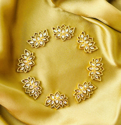 White Kundan Lotus Charms and Connectors