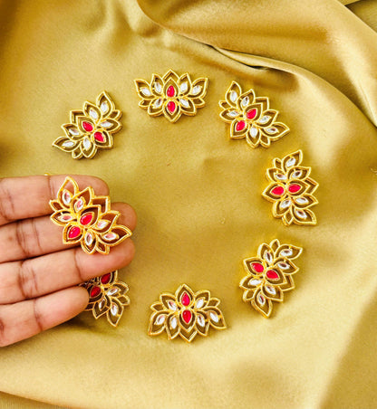 Red Kundan Lotus Charms and Connectors