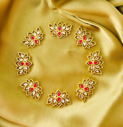 Red Kundan Lotus Charms and Connectors