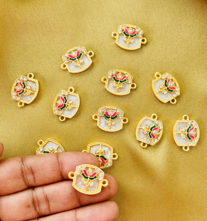 Pink and Green Meenakari Kundan Charms