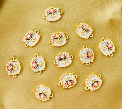 Pink and Green Meenakari Kundan Charms