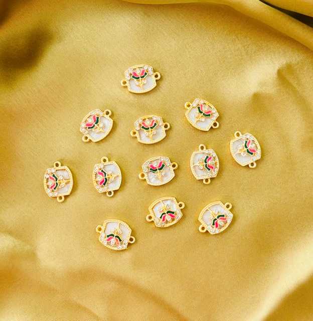 Pink and Green Meenakari Kundan Charms