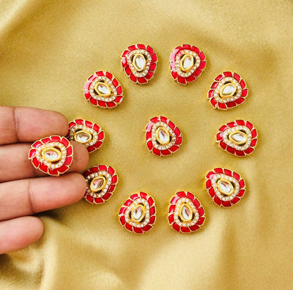 Red Oval Meenakari Charms and Connectors