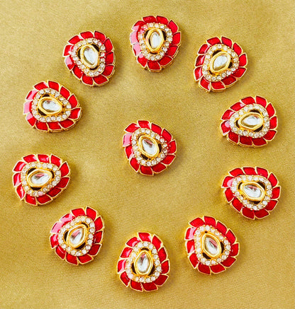 Red Oval Meenakari Charms and Connectors