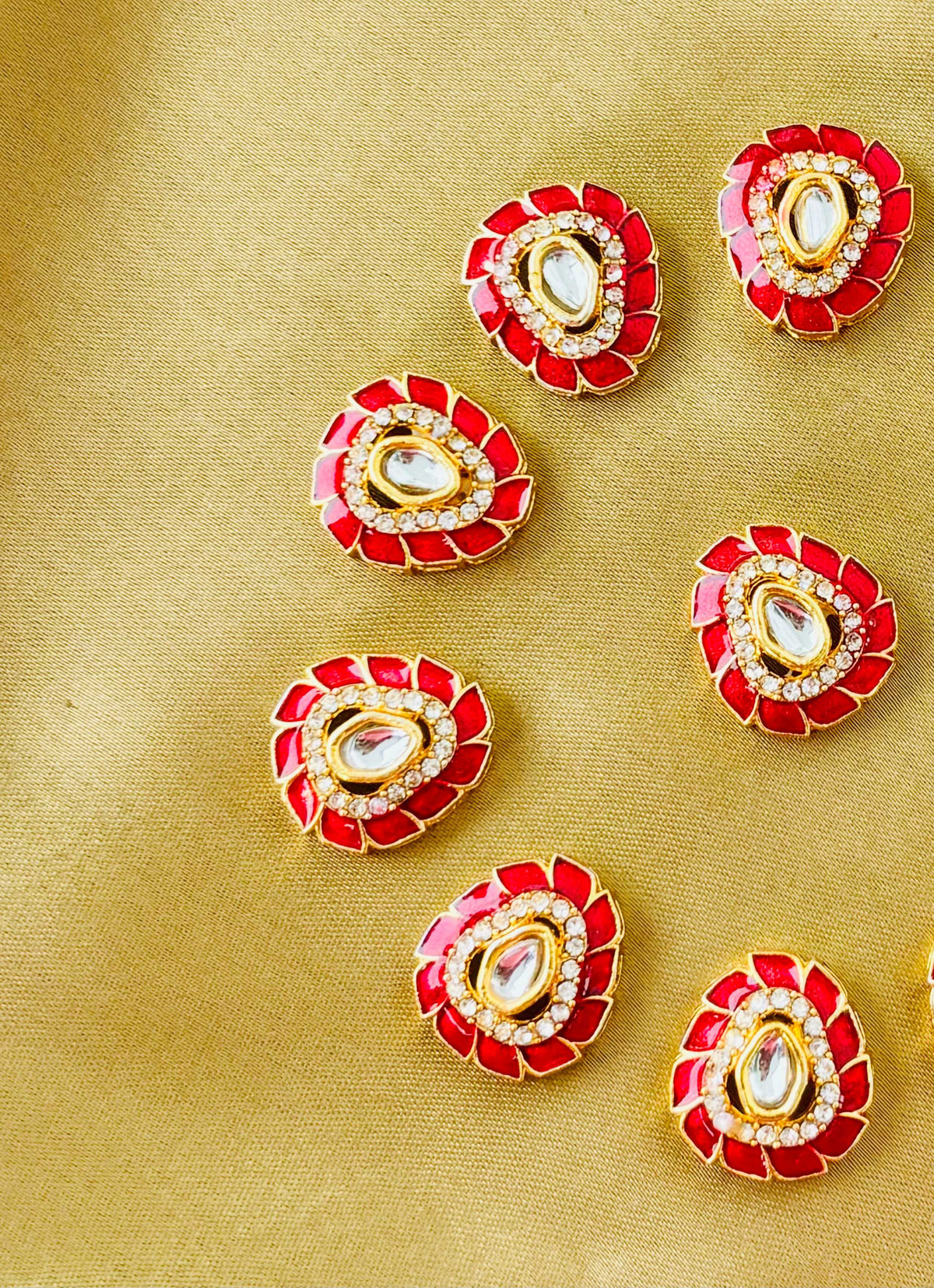 Red Oval Meenakari Charms and Connectors