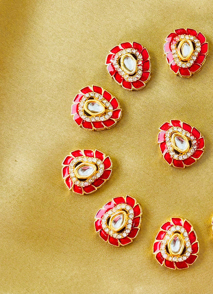 Red Oval Meenakari Charms and Connectors