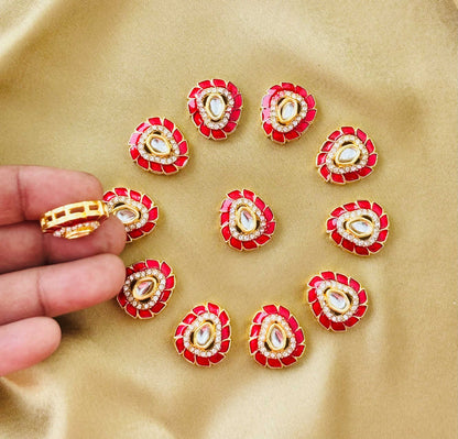 Red Oval Meenakari Charms and Connectors
