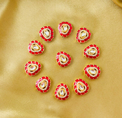 Red Oval Meenakari Charms and Connectors