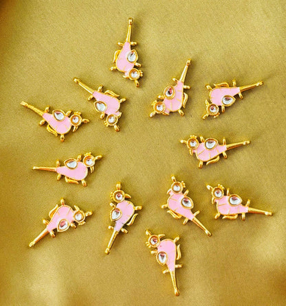 Pink Bird Meenakari Kundan Connectors