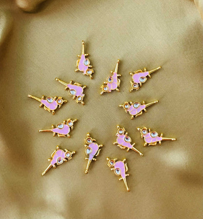 Pink Bird Meenakari Kundan Connectors