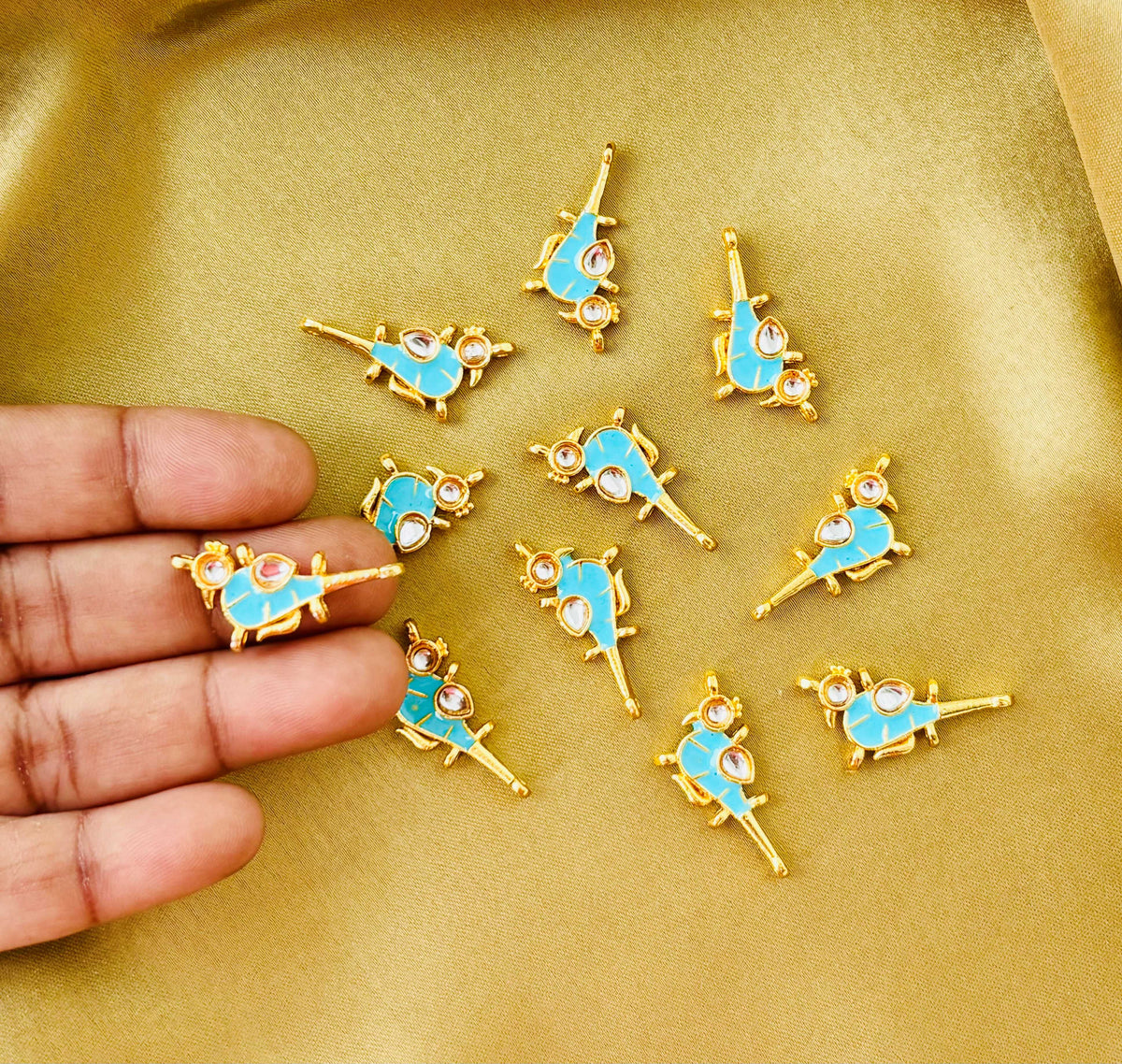 Blue Bird Meenakari Kundan Connectors