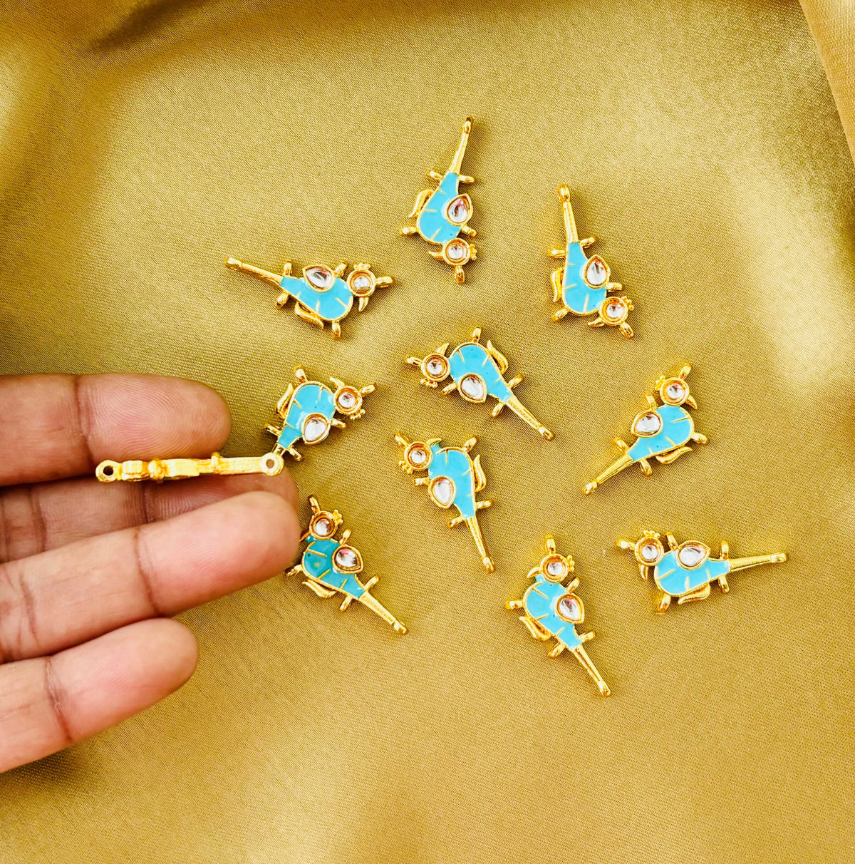 Blue Bird Meenakari Kundan Connectors