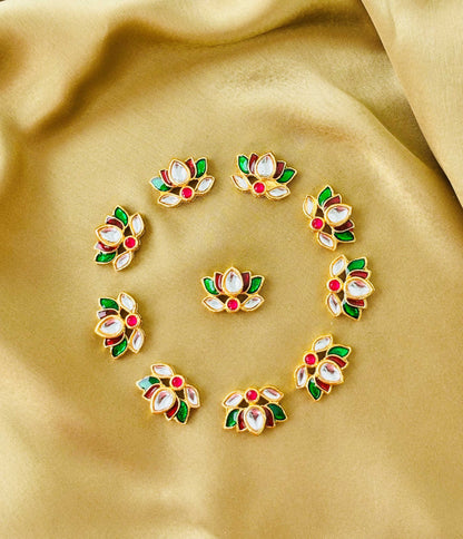 Red and Green Lotus Kundan Connectors