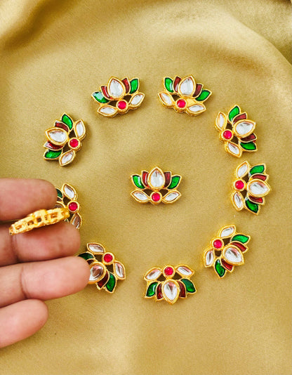 Red and Green Lotus Kundan Connectors