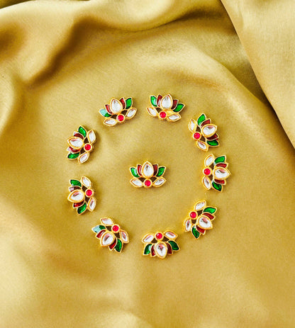 Red and Green Lotus Kundan Connectors