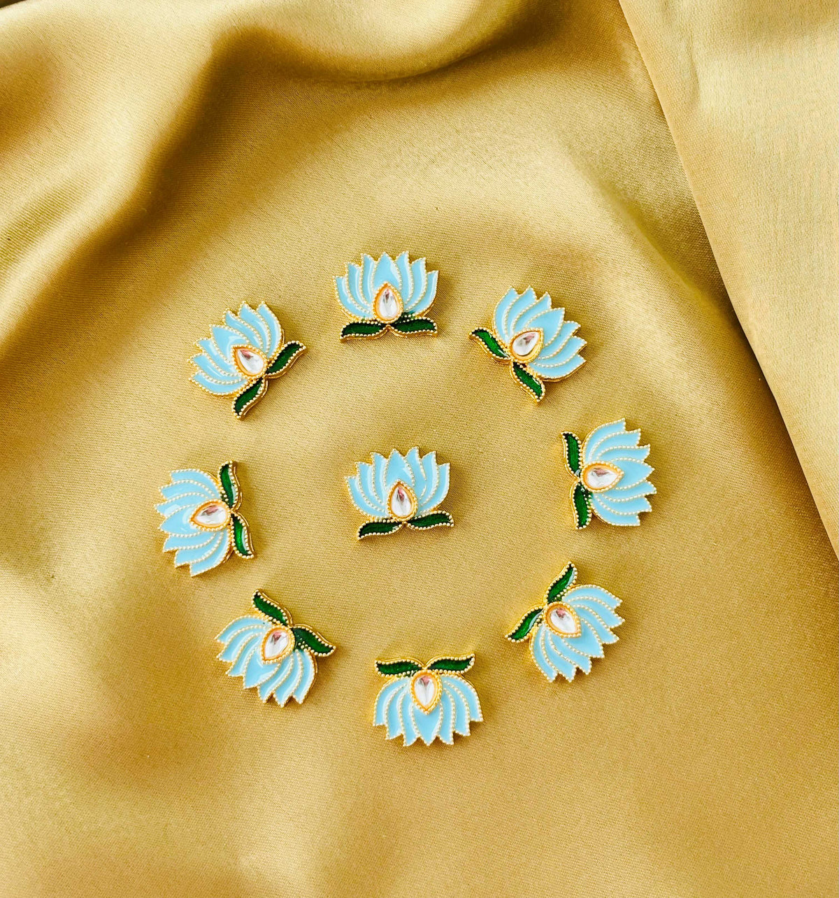 Light Blue Lotus Meenakari Kundan Connectors