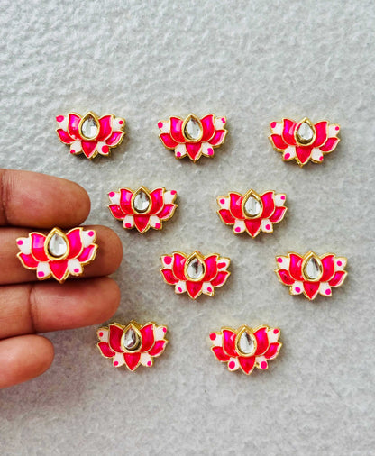 Pink Lotus Meenakari Kundan Connectors